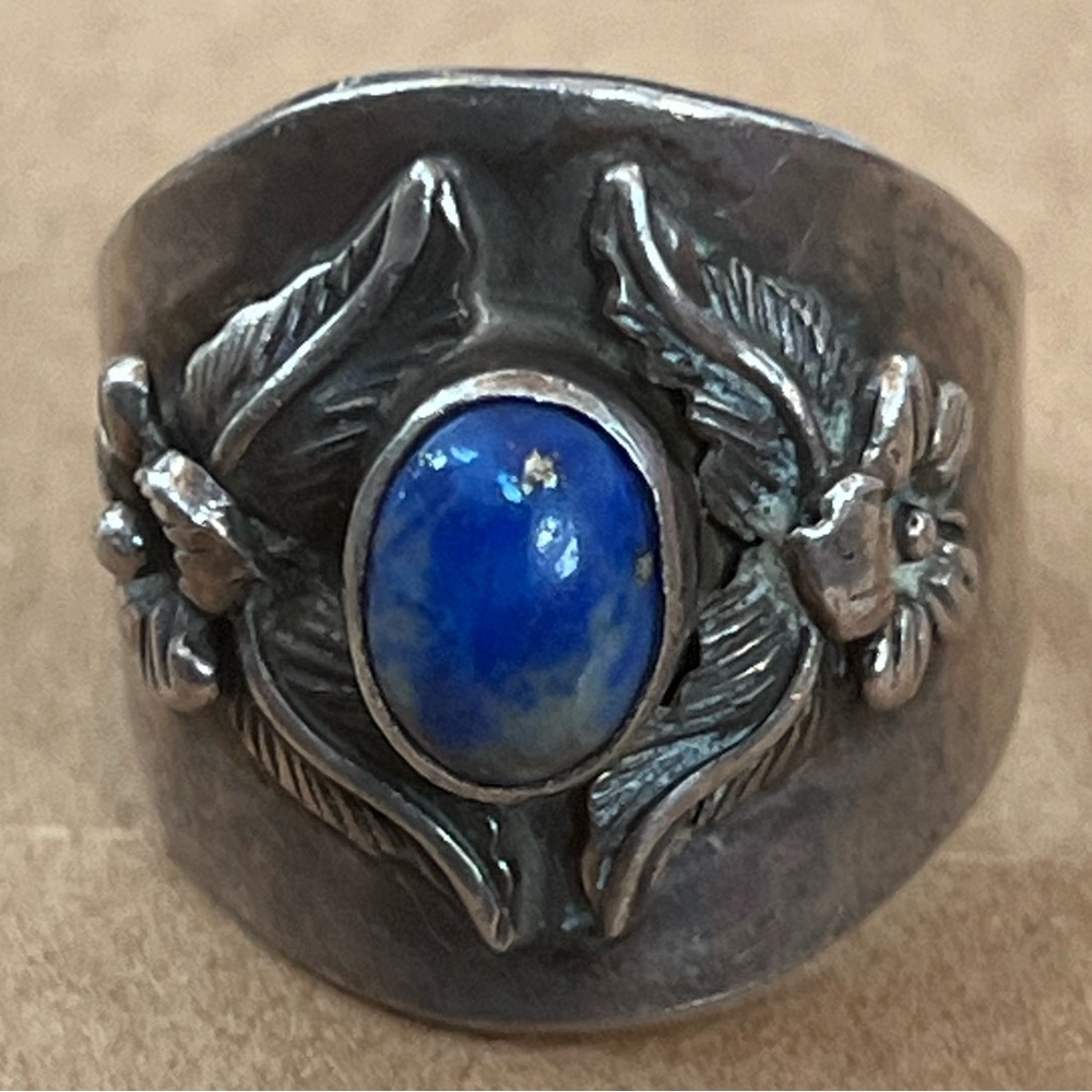 6.75 -7 STERLING RING Lapis Lazuli OARD’s Gallery Oregon silver vintage 80s